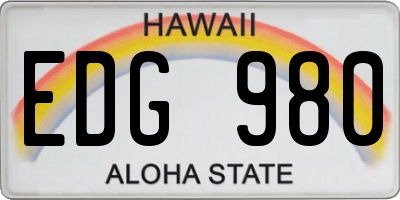 HI license plate EDG980