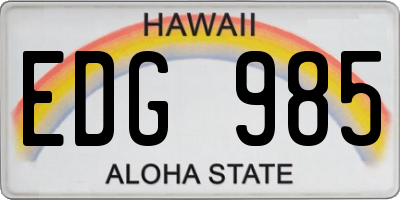 HI license plate EDG985