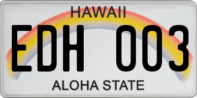 HI license plate EDH003