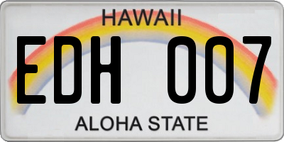 HI license plate EDH007
