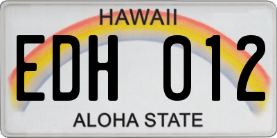HI license plate EDH012