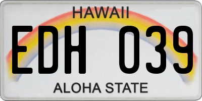 HI license plate EDH039