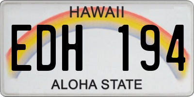 HI license plate EDH194