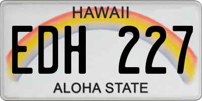 HI license plate EDH227