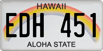 HI license plate EDH451