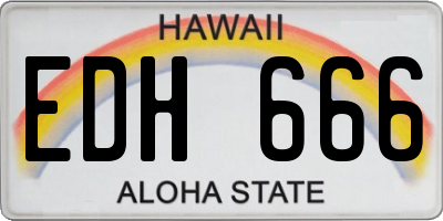 HI license plate EDH666