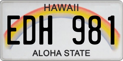 HI license plate EDH981