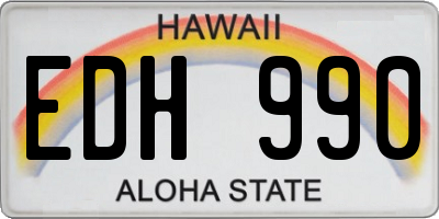 HI license plate EDH990