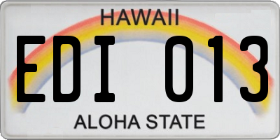 HI license plate EDI013