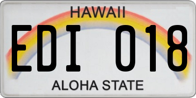 HI license plate EDI018