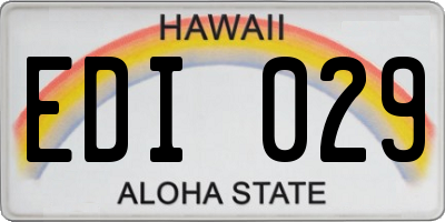 HI license plate EDI029