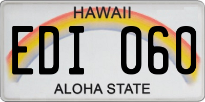 HI license plate EDI060