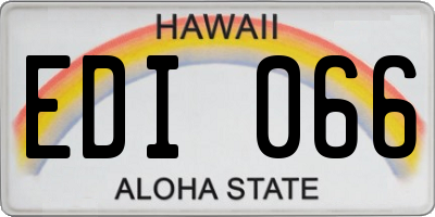 HI license plate EDI066
