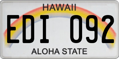 HI license plate EDI092