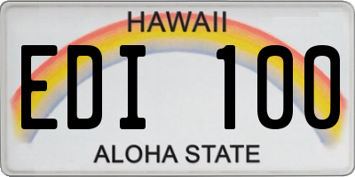 HI license plate EDI100