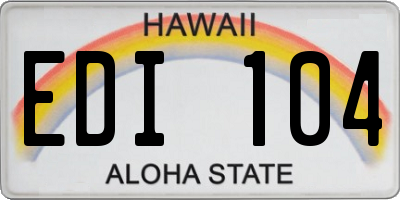 HI license plate EDI104