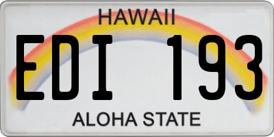 HI license plate EDI193