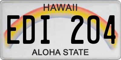 HI license plate EDI204