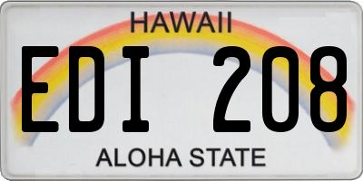 HI license plate EDI208