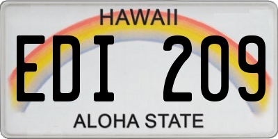 HI license plate EDI209