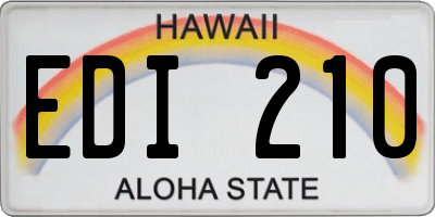 HI license plate EDI210