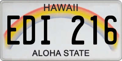 HI license plate EDI216