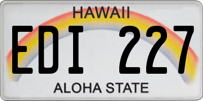 HI license plate EDI227
