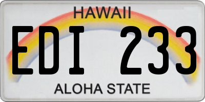 HI license plate EDI233