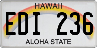 HI license plate EDI236