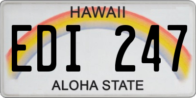 HI license plate EDI247