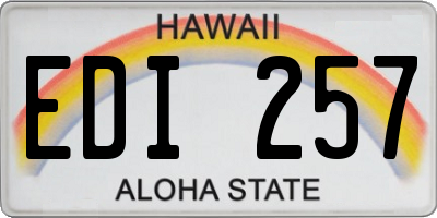 HI license plate EDI257