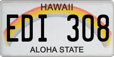 HI license plate EDI308