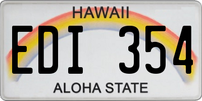 HI license plate EDI354