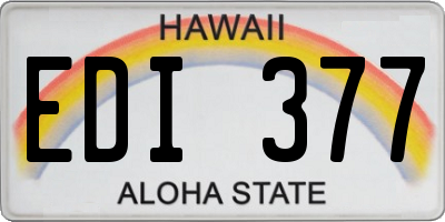HI license plate EDI377