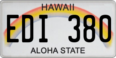 HI license plate EDI380