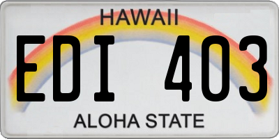 HI license plate EDI403