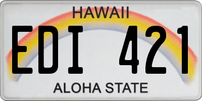 HI license plate EDI421
