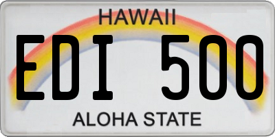 HI license plate EDI500