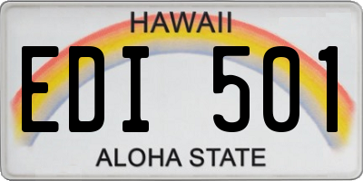 HI license plate EDI501