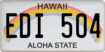HI license plate EDI504