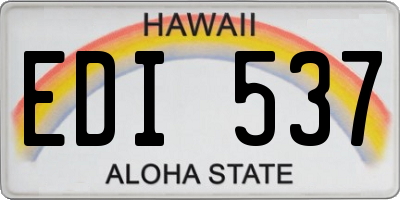 HI license plate EDI537