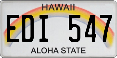 HI license plate EDI547