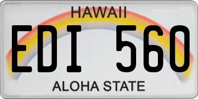 HI license plate EDI560