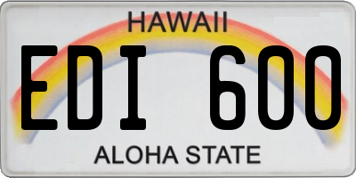 HI license plate EDI600