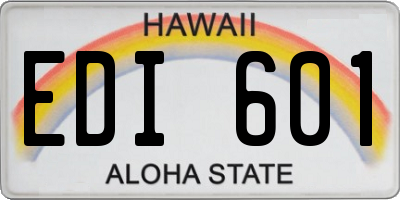 HI license plate EDI601