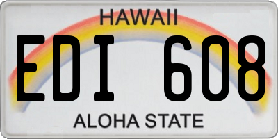 HI license plate EDI608