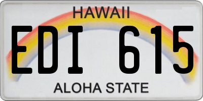 HI license plate EDI615