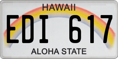 HI license plate EDI617