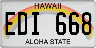 HI license plate EDI668