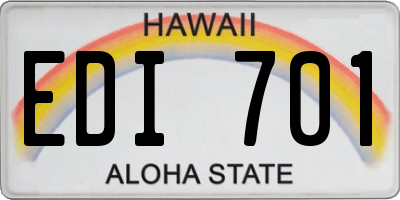 HI license plate EDI701